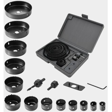 16 pièces Coffret Scie Cloche Construction de 19-127 mm pour Bois Metaux Platre