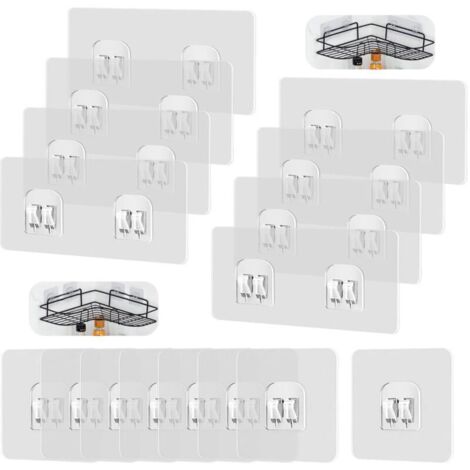 16 Pièces Crochet Adhésif Transparent,Crochet Autocollant Douche,Crochets Mural Sans Percer,Accroche Adhesive Salle De Bain,Accroche Murale Cuisine Waterproof,Crochets Adhesifs Muraux