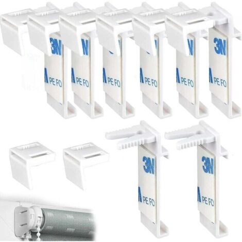16 Pièces Ensemble pour Store Enrouleur Kit, Plastique, sans Perçage Pièces de Rechange pour Fenêtre en Bois, Battant de Porte, Tringles à Rideaux, Suspension de Stores à Double Rouleau