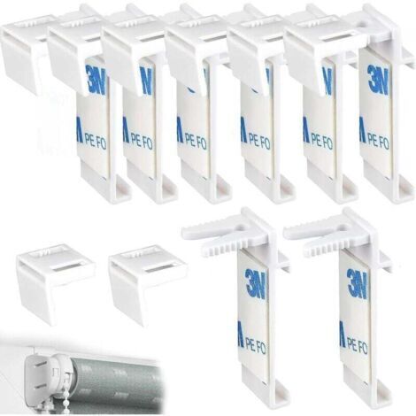 16 Pièces Ensemble pour Store Enrouleur Kit, Plastique, sans Perçage Pièces de Rechange pour Fenêtre en Bois, Battant de Porte, Tringles à Rideaux, Suspension de Stores à Double Rouleau