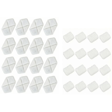 16 Pièces Filtre Fontaine Eau Chat, Distributeur Eau Filtrée Chien Chat, Triple Filtration, Blanc