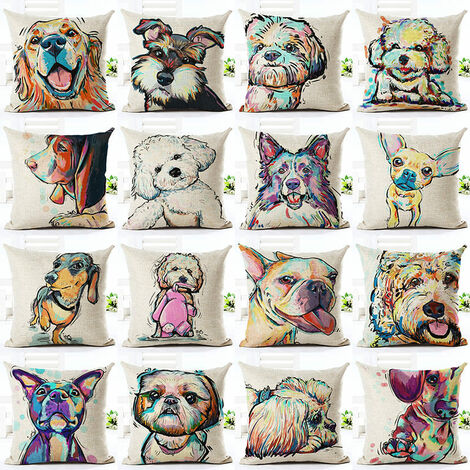 Housse De Coussin 75x75cm Lot De 4 Housse De Coussin Chien Herbe