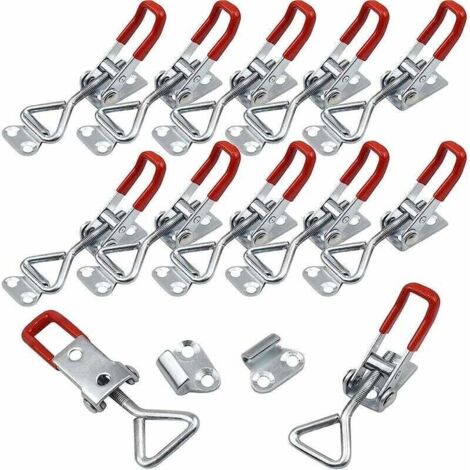 16 Pièces Métal Sauterelles Loquets à Bascule Réglables, Menuisier Grenouillère à Levier Serrage Verrou Porte Décharge Rapide Capacité