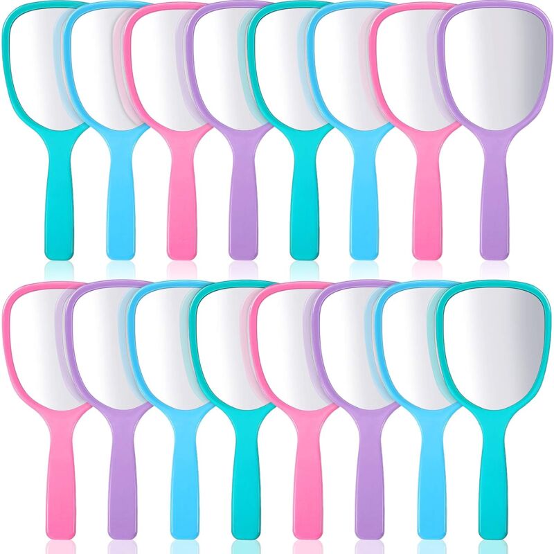 16 Pièces Miroir à Main de Voyage Miroir de Maquillage de Voyage Miroir Cosmétique à Main avec Poignée, Miroir de Vanité Portable pour Voyage,