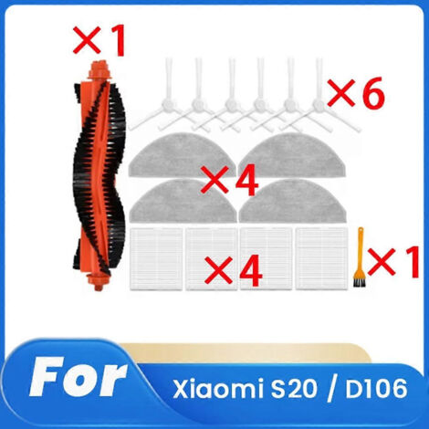 16 pièces pour robot aspirateur Xiaomi S20 / D106 : accessoires, pièces de rechange, brosse principale latérale.