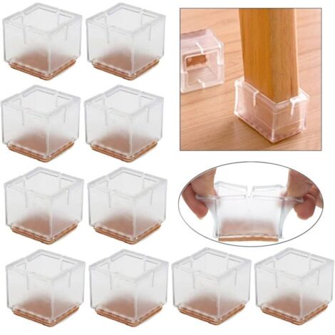16 Pièces Protection Pied de Chaise, 42-48mm Carrée Tampon Chaise, Protege Pied de Chaise Silicone pour Protéger Le Sol des Rayures et du Bruit, Embout Pied de Chaise