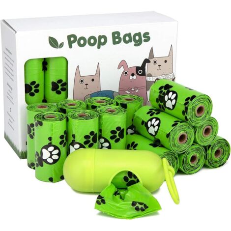 16 pièces Sac Chien ,Sacs de Merde compostables,23 x 33cm,Sac à Déchets Biodégradable étanche pour Chien avec 1 Distributeur de Sac(Style plus épais)-Fei Yu