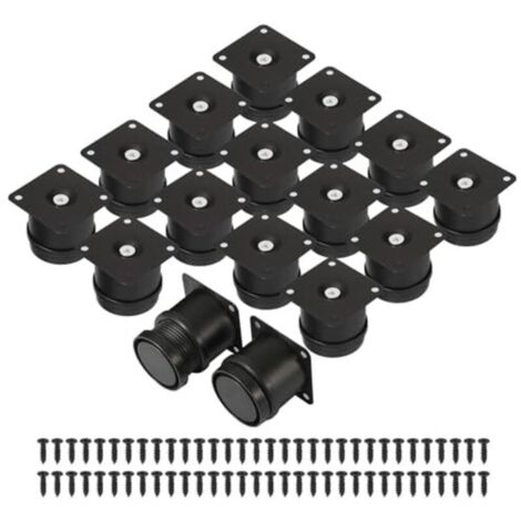 16 piedini regolabili per mobili (5 cm - 6,5 cm), gambe per mobili in metallo nero con 64 viti, gambe per mobili da 50 mm per letto, mobile TV, divano, libreria, tavolino e scrivania