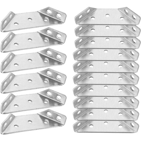 PETITES ECREVISSES 16 Piezas Escuadras de Acero Inoxidable Soportes de Esquina con Tornillos Soportes de Esquina Triangular para Muebles Sillas Armarios