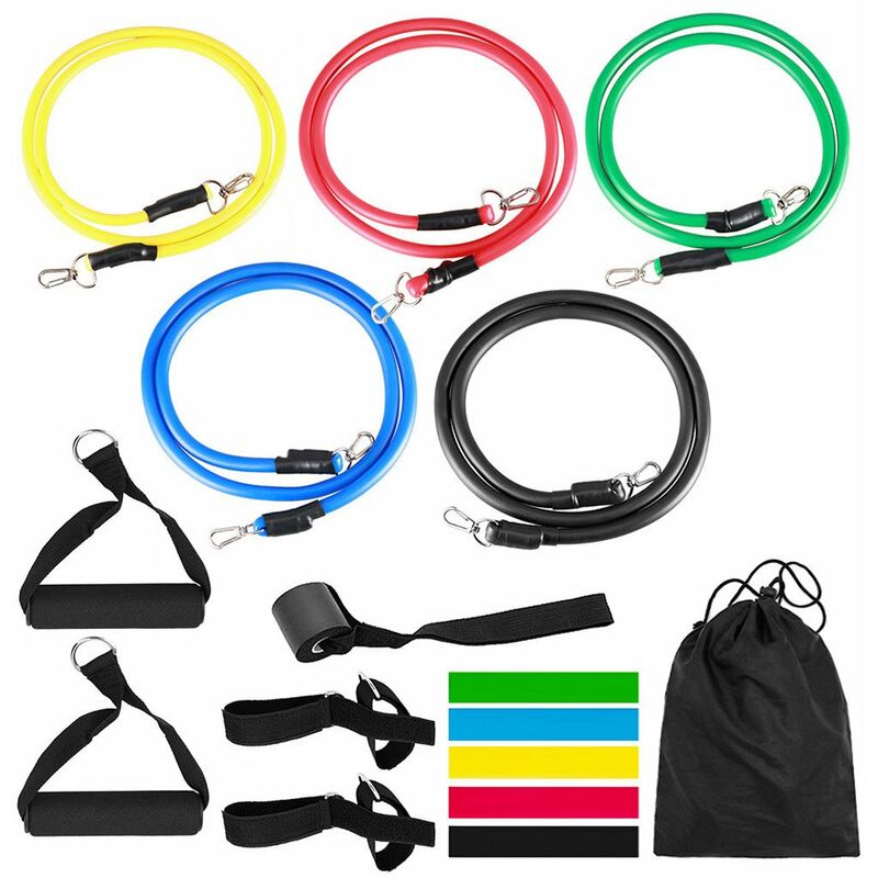 

Happyshopping - (16 piezas) Juego de bandas de resistencia Bandas de resistencia al ejercicio con juego de manijas, bandas de fitness elasticas para