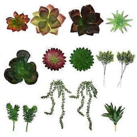 16 plantes succulentes artificielles réalistes, fausses fleurs vertes pour la décoration de jardin