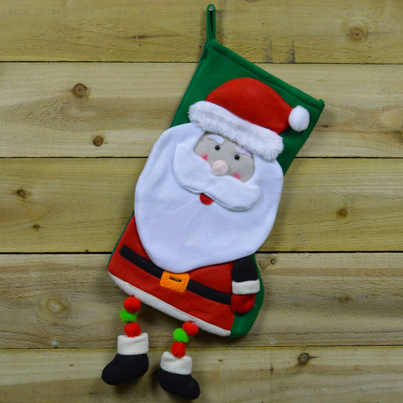 Pms International - 16' Plush Green Christmas Present Stocking - Santa