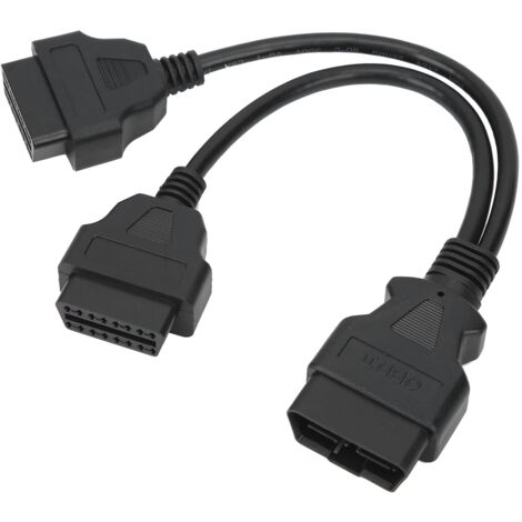 16-poliges OBD2-Kabel, 1-zu-2-Verlängerungsverteiler, Kfz-Diagnoseanschlussadapter, 30 cm (11,8 Zoll) Verlängerungslänge.