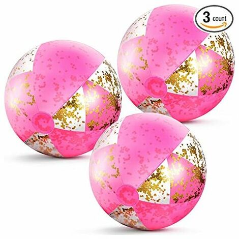 16 pouces gonflable paillettes ballon de plage confettis ballons de plage piscine boules de fête rose boules de sable de plage pour adultes garçons filles Total