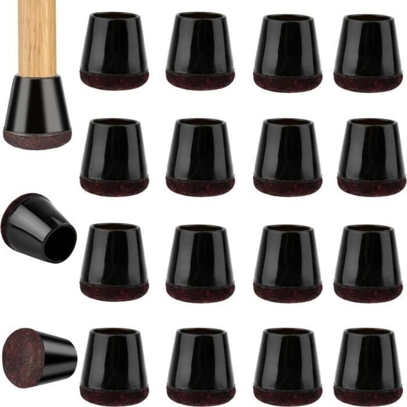 16 Protection Pied de Chaise Silicone,Noir Patin Chaise,Protege Pied de Chaise avec Tampon Feutré,Patins pour Chaises,Tampon Chaise
