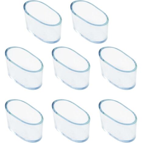 16 protège-pieds de meubles ovales 16x34mm en PVC, protection pour sols en bois et terrasses extérieures, embouts antidérapants
