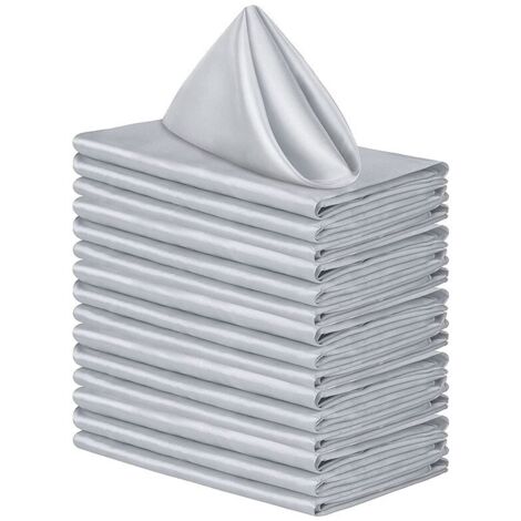 16 serviettes carrées en satin, brillantes, soyeuses et douces, parfaites pour la décoration d'une réception de mariage, mesurant 4343 cm de gris.