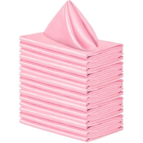 16 serviettes carrées en satin, brillantes, soyeuses et douces, parfaites pour la décoration d'une réception de mariage, mesurant 4343 cm, roses.