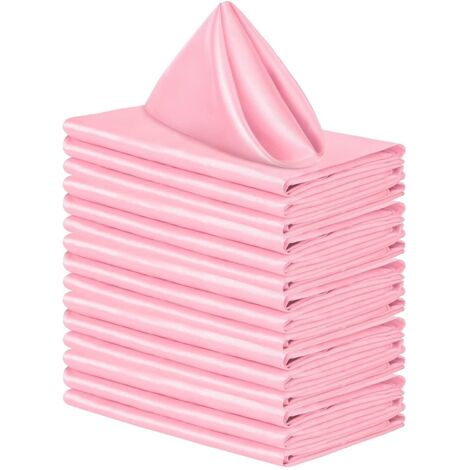 16 serviettes carrées en satin, brillantes, soyeuses et douces, parfaites pour la décoration d'une réception de mariage, mesurant 4343 cm, roses.