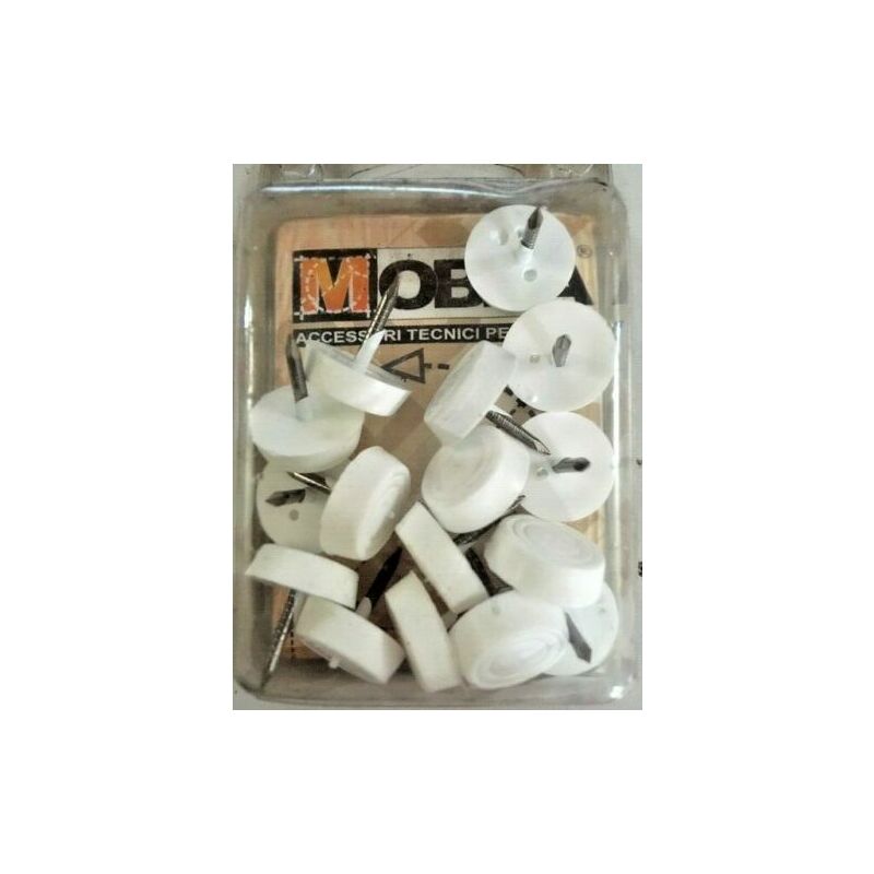 Image of Madidef - mobilia- 16 sottosedia in plastica morbida bianca con chiodo diam 17mm