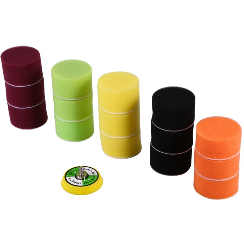 Image of 16 Stück 2 Zoll flache Schwamm-Polierpads für Druckluftschleifer und Autopolierer, M6 x 1 Gewinde