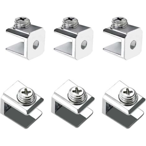 16 Stück Glasklemme, verstellbarer Glashalter, Glasstützklemme aus Zinklegierung, Befestigungsclip für 3–8 mm dickes Glas, mit Schrauben