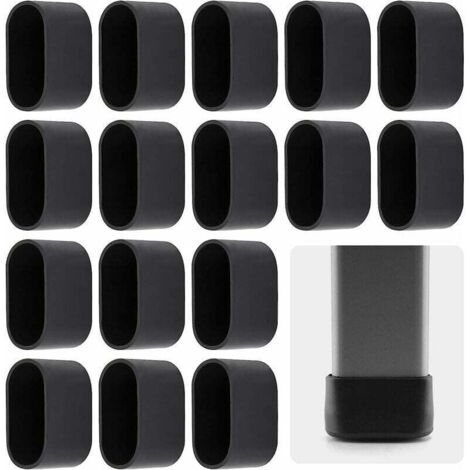 16 Stück Stuhlbeinkappe Stuhlbeinschutz Bodenschutz Fußkappen Kunststoffkappe 38 x 20 mm Schwarz