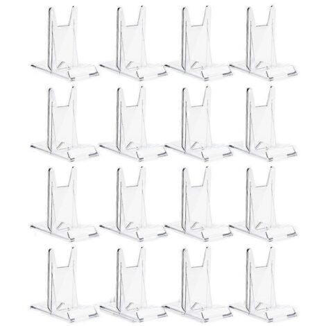 16 supports de livres en cristal réglables, pour l'exposition de livres.