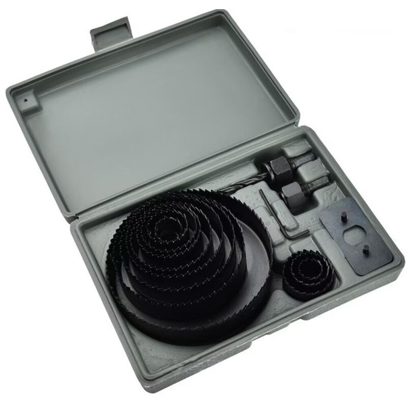 Image of 16-teilige Holzlochsäge, Holzlochschneider-Bohrer aus Kohlenstoffstahl mit Koffer - 19-127 mm