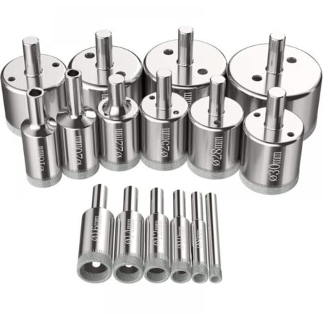 16-teiliges Lochsägen-Set, 6-50 mm Diamantbohrer, Glasbohrwerkzeuge, Lochsägen-Set für Kohlenstoffstahl, Glas, Keramik, Porzellan, Fliesen, Marmor.