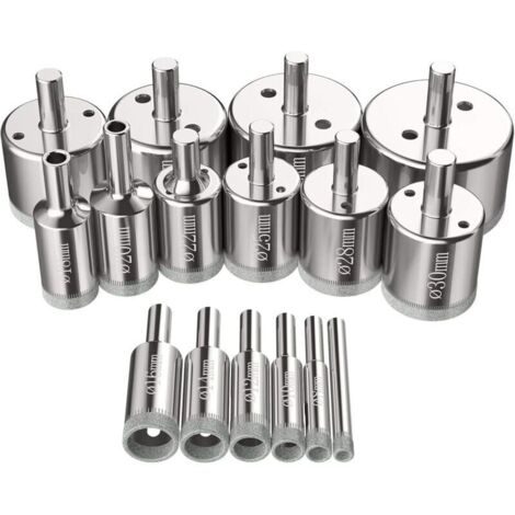 16-teiliges Lochsägen-Set, Diamantbohrer, Lochsäge, 6 x 50 mm, Glasbohrwerkzeuge, Lochsägen-Set für Kohlenstoffstahl, Glasbohrer, Keramik, Porzellan, Fliesen, Marmor