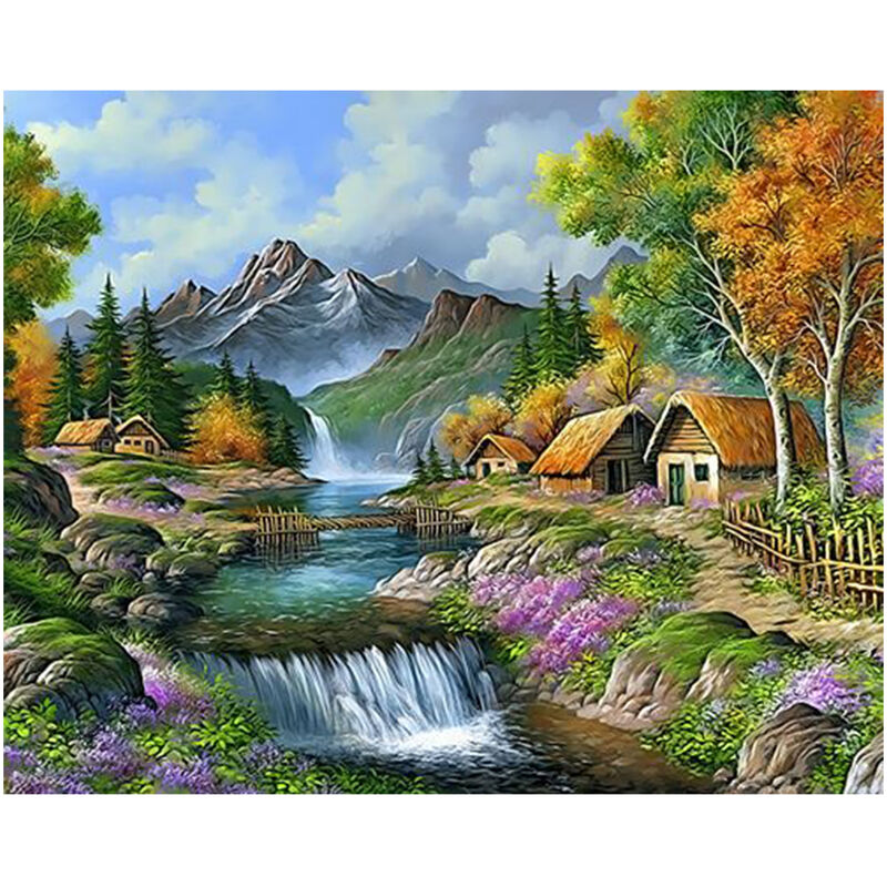 

16 x 20 pulgadas DIY Pintura al oleo sobre lienzo Kit de pintura por numeros Patron de bosque para adultos Ninos Principiante Artesania Decoracion de