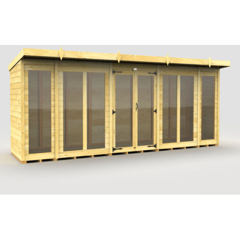 16 x 4 Pent Summer House (Full Height Window)