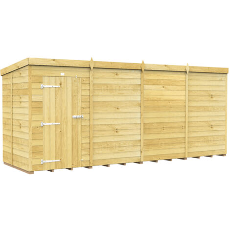 16 x 5 Feet Pent Shed - Single Door Without Windows - Wood - L147 x W474 x H201 cm