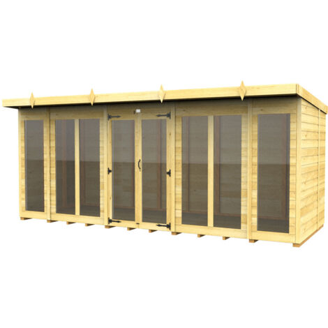 16 x 7 Pent Summer House (Full Height Window)