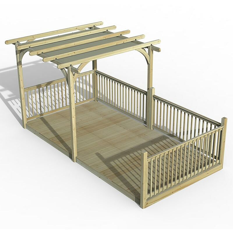 16' x 8' Forest Large Pergola Deck Kit with Retractable Canopy (4.88m x 2.44m)