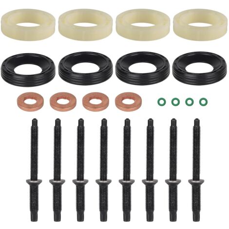 16 x Joint Injecteur 1.6 HDI et 8 Vis, Kit de Joints Toriques d'Injecteur Diesel Compatible avec Citroen, Peugeot