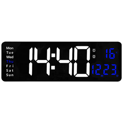 Devenirriche Digitaluhr Digitaluhr mit großem Display, große Wanduhr mit  Temperatur (weiß)