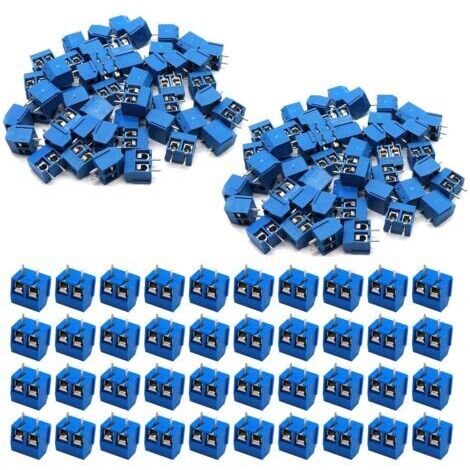 160 Pièces 2 Broches PCB Vis Connecteur, Bornier à Souder Bleu, 5mm Bornier à Vis de PCB Circuit Imprimé pour Arduino
