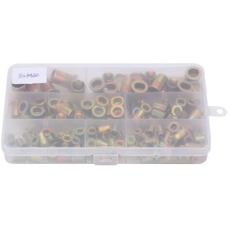 160 pièces/boîte Écrous rivet filetés en acier au carbone zingué m3/4/5/6/8/10 - Insert à riveter
