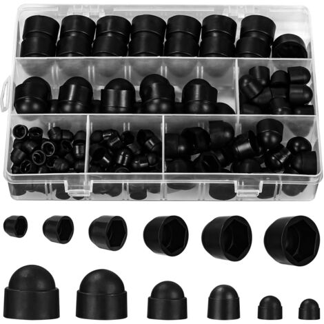 160 pièces cache écrou, m4/m5/m6/m8/m10/m12, plastique résistant, protection hexagonale, usage industriel et domestique