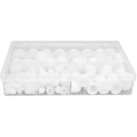 160 Pièces Cache-Vis Hexagonaux M4 M5 M6 M8 M10 M12 - 6 Dimensions - Blanc - Cache-Écrous de Finition