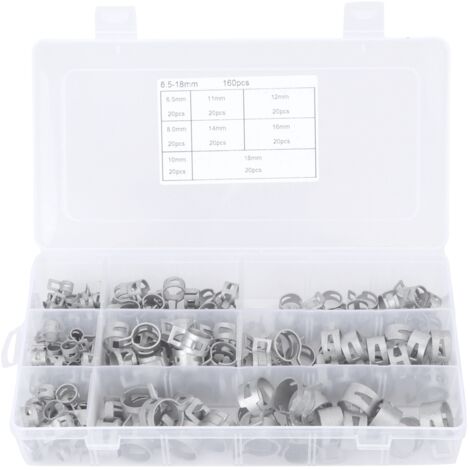160 Pièces Colliers de Serrage en Acier Inoxydable 304 pour Tuyaux Carburant Diesel Essence