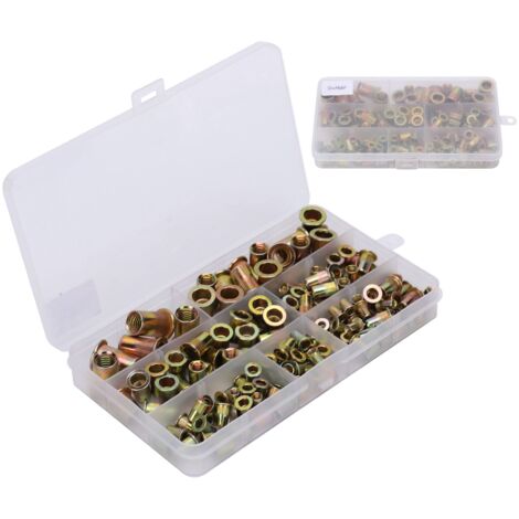 160 pièces inserts filetés à riveter en acier zingué M3 M4 M5 M6 M8 M10 pour assemblage mécanique