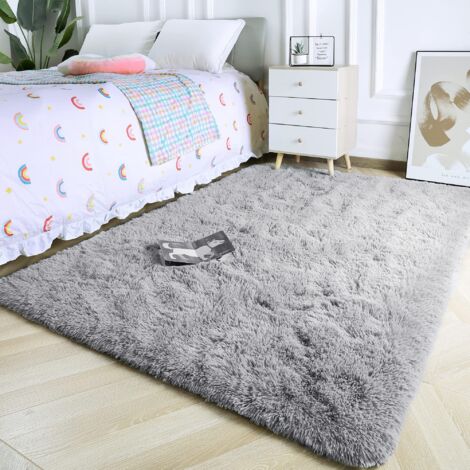 FREOSEN 160 x 200cm Tapis à Poils Longs pour Salon Chambre d'enfant Grande Taille Tapis, Tapis Doux Moelleux pour la Chambre à Coucher Gris