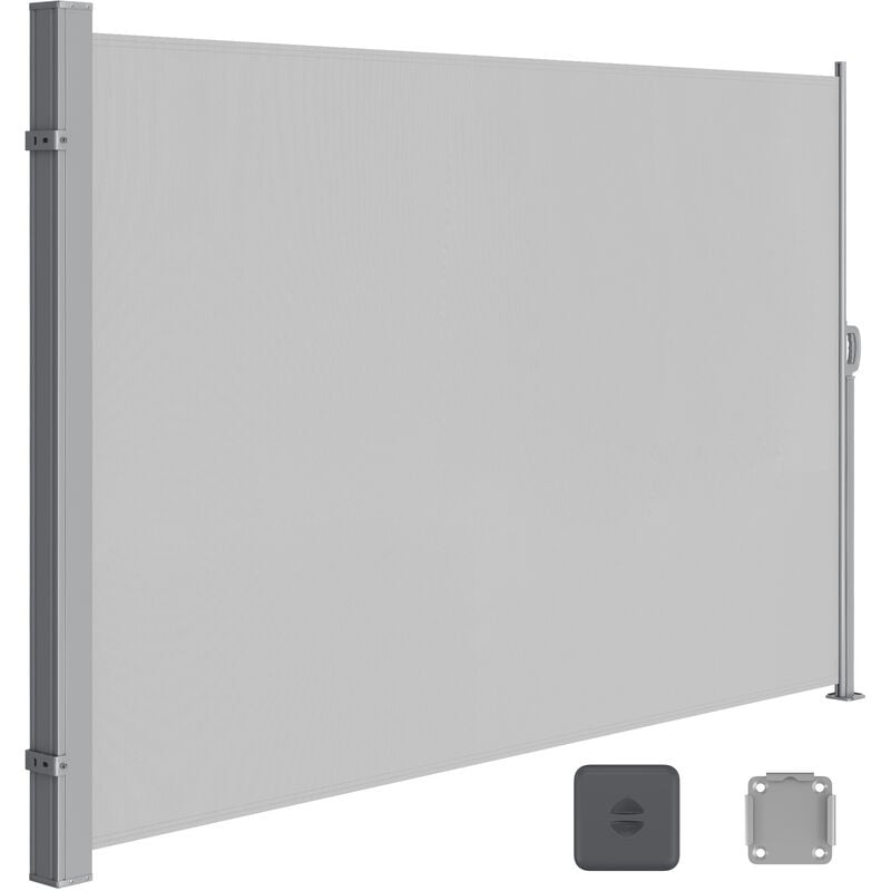 Songmics - Store Latéral avec Caisson en Acier, Antirouille, Rétractable, 160 x 350 cm, Brise-vue, Protection Solaire, Opaque, Brise-vent, pour