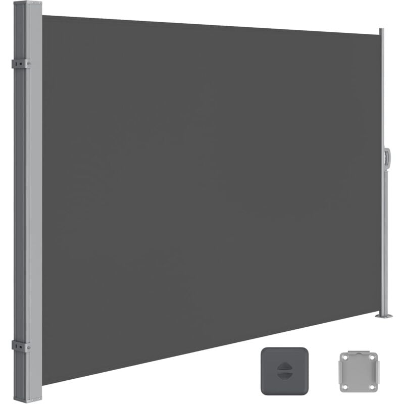 Songmics - Paravent extérieur 200 x 300 cm (h x l), Store latéral Brise-vue Paravent retractable - Gris Anthracite GSA200G02