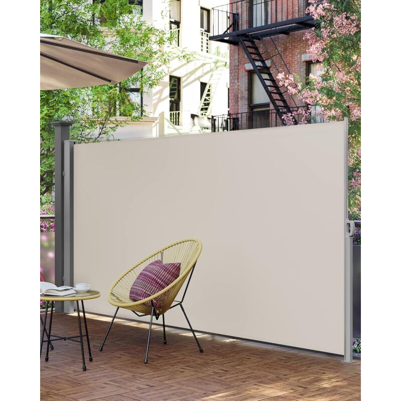 Paravent extérieur 200 x 350 cm (h x l), Store latéral Brise-vue Paravent retractable - Beige GSA205E02