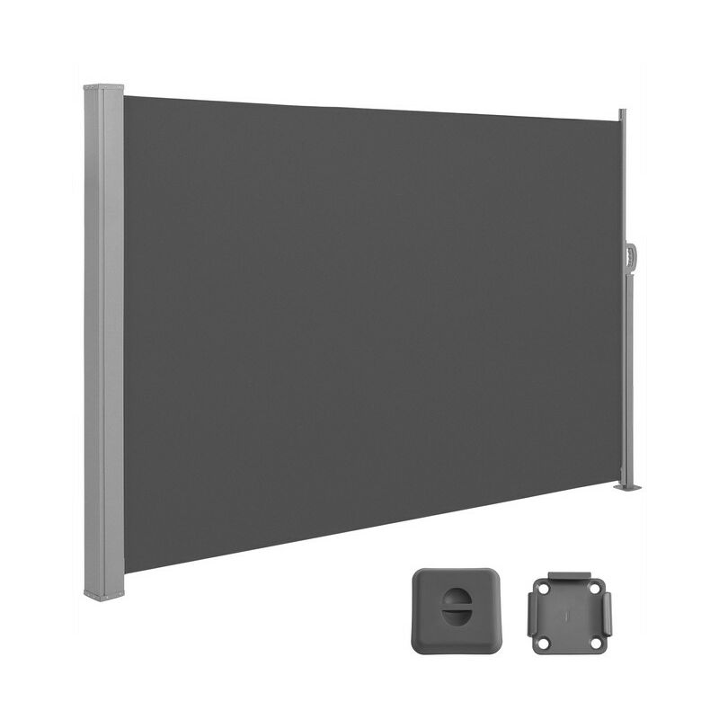 Songmics - Paravent extérieur 200 x 400 cm (h x l), Store latéral Brise-vue Paravent retractable - Gris Anthracite GSA204G02