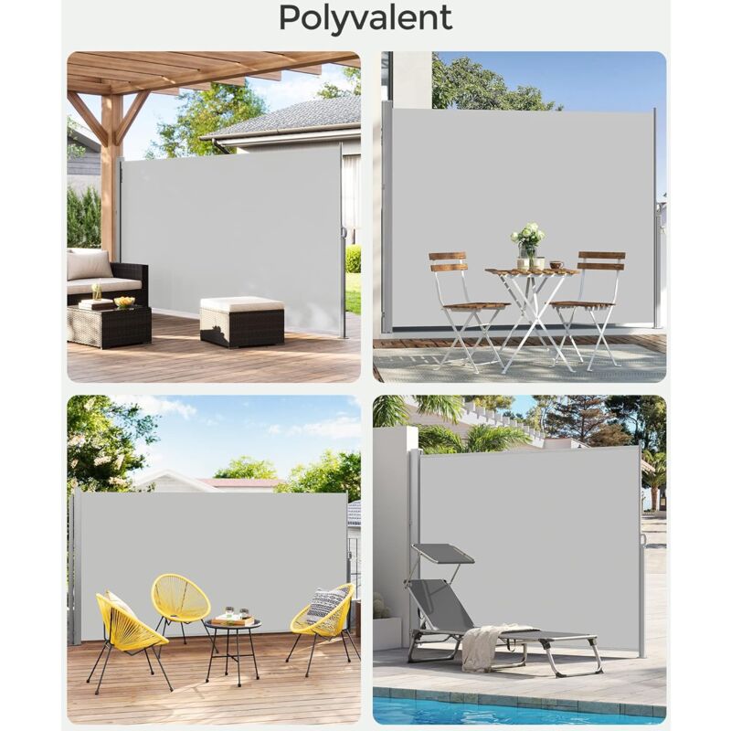 Paravent extérieur Store latéral pour Balcon et terrasse Paravent retractable - 200 x 400cm(H x L) Gris Clair GSA504G03